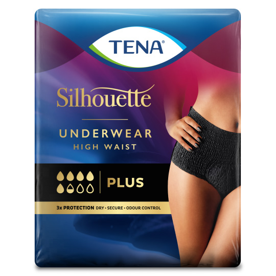 TENA Lady Silhouette Plus Incontinence Underwear - High Waist Black